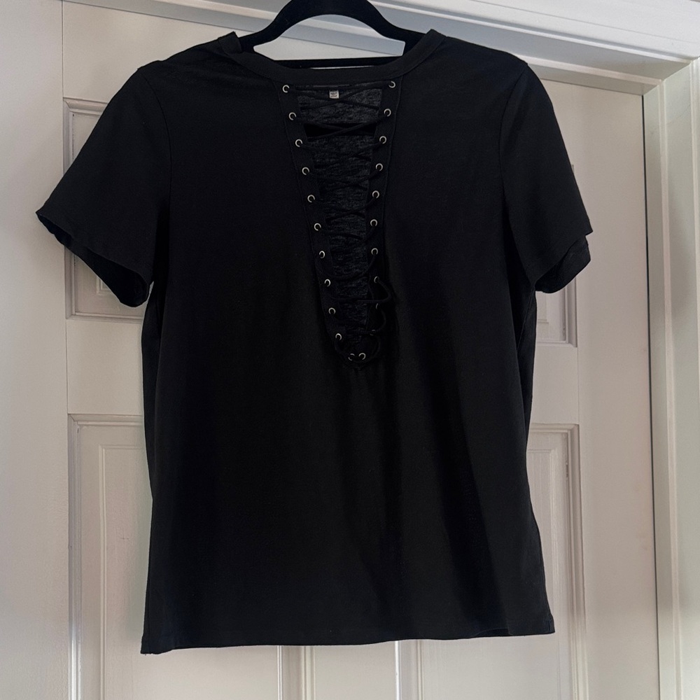 Tobi Sexy Going Out Black Lace-Up Women's Top